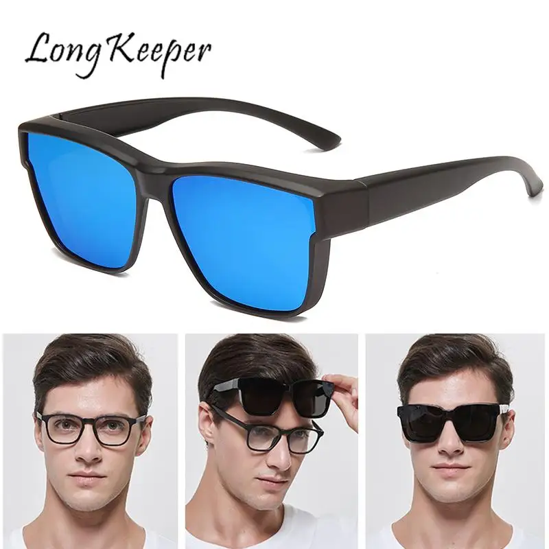 Polarized Sunglasses Men Photochromic Night Vision Glasses Women Square Mirrored Eyewear Wear Over Myopia Prescription Glasses