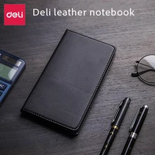 Deli cuir cahier bureau d'affaires simplicité cahier noir dur côté réunion cahier 80 pages petit 48k cahier universel
