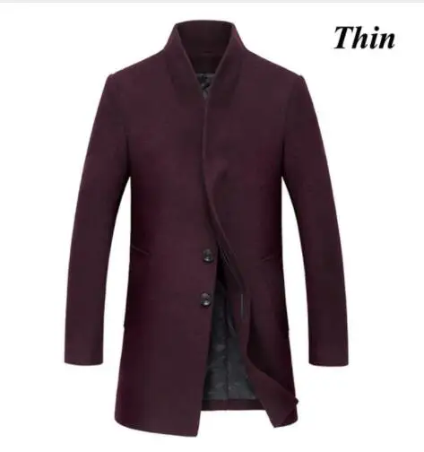 Новые зимние шерстяные длинные peacoat мужские облегающие повседневные толстые пальто мужские теплые Ветровки тренчи Куртки, MA209 - Цвет: 9