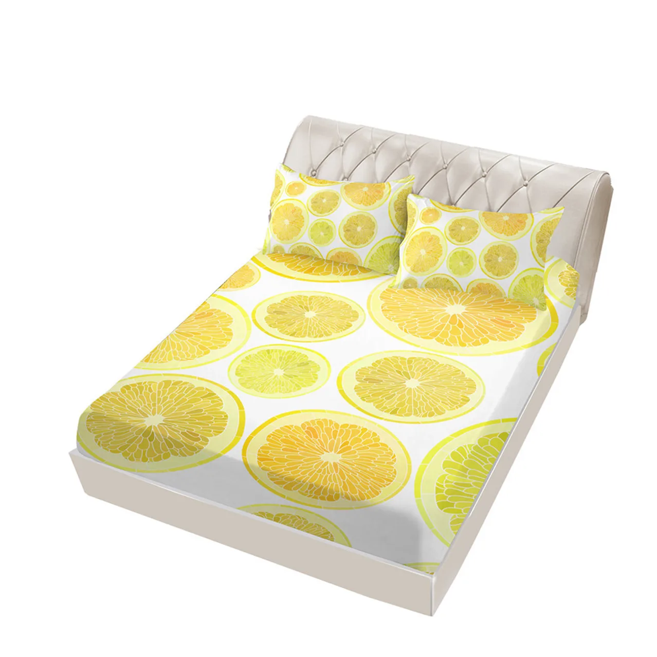 24 Fruit Fitted Sheet, Lemon Style Soft Decorative Fabric Bedding All-Round Elastic Pocket, Wrinkle& Fade Resistant Bedding - Цвет: 24