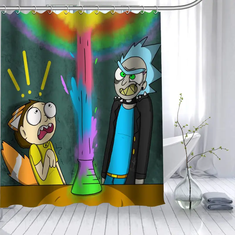 Rick And Morty занавеска для душа 3D Водонепроницаемая полиэфирная ткань для ванной занавес с высоким разрешением 12 крючков для ванной комнаты - Цвет: 16