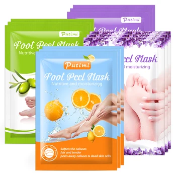 

4Pair Lavender/Lemon Exfoliating Foot Mask Foot Patch Pedicure Socks Peeling Mask Remove Dead Skin Whitening Feet Mask for Legs