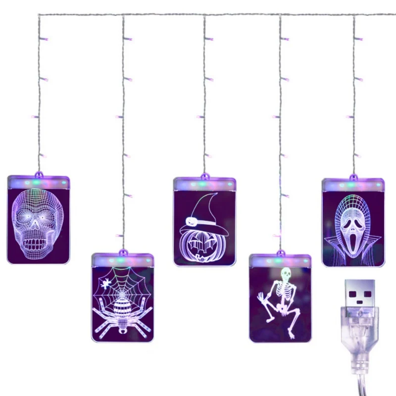Halloween Decoration LED Lamp USB Powered 3D Acrylic Sign Light Holiday Window Ceiling Wall Hanging Light - Испускаемый цвет: HW1696C