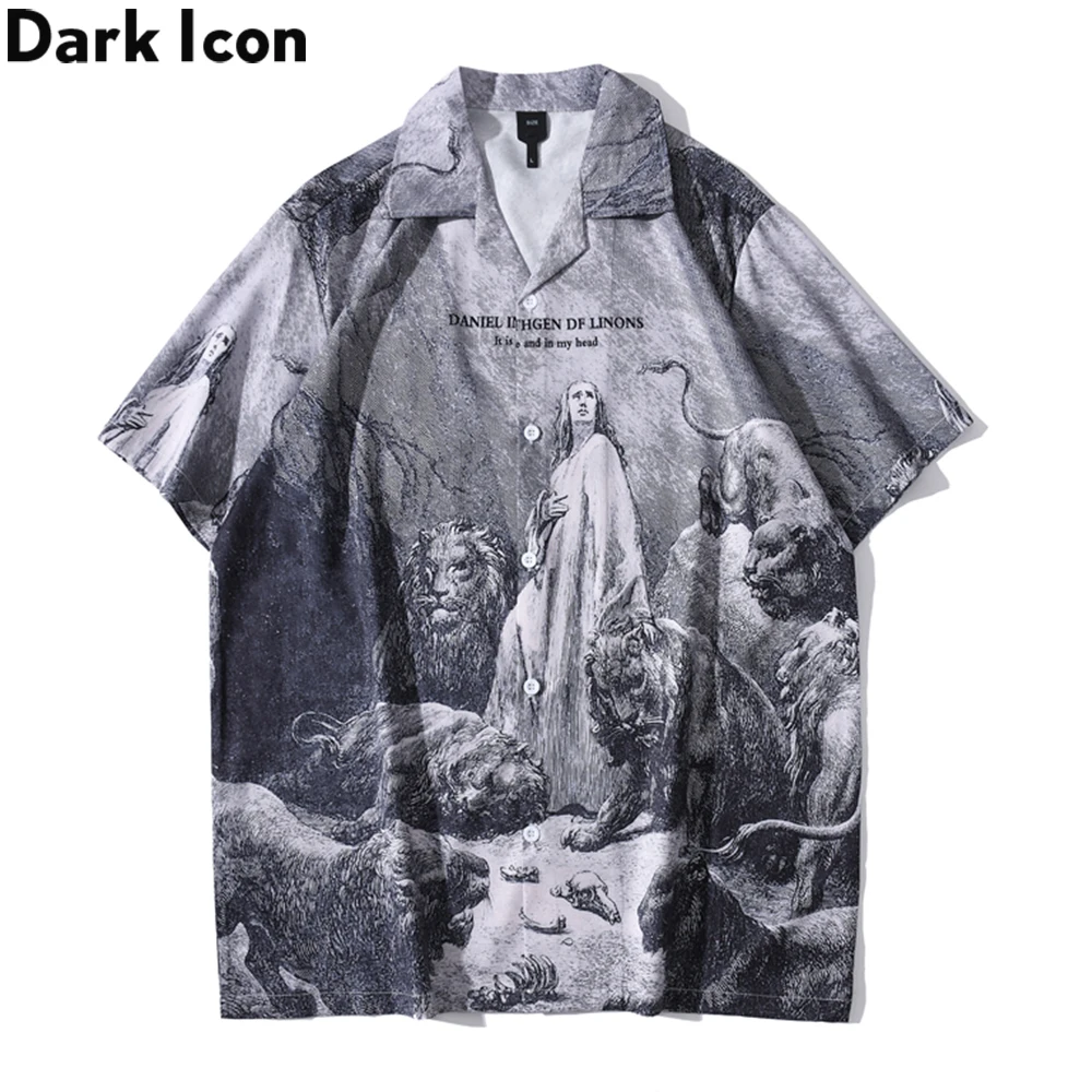 Dark Icon Hawaiian Shirt Men Summer Beach Holiday Men's Shirts Vintage Street Male Top men hawaiian shirt