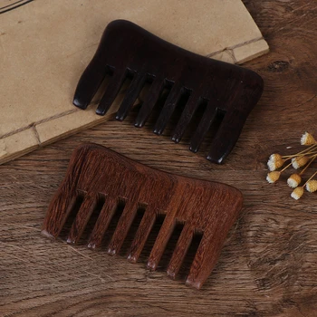 

1pc Natural Gold/Black Sandalwood Super Wide Tooth Wood Combs Small Hair Combs Pocket Wooden Comb