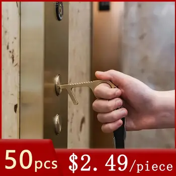 

50pcs Anti virus,convenient for family health, portable press, anti bacteria, sanitary elevator, alloy bronze door handle opener