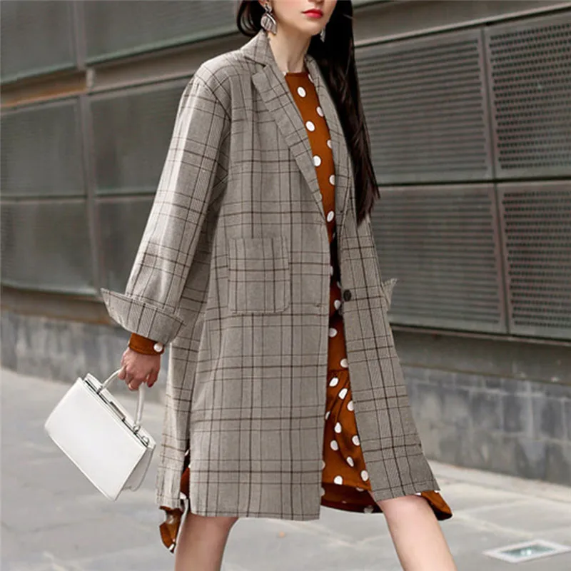 

Fur Coat Wool Double Breasted Coat Women Ladies Plaid Long Sleeve Vest Winter Warm Jacket Coat Women's Jacket Coat Female
