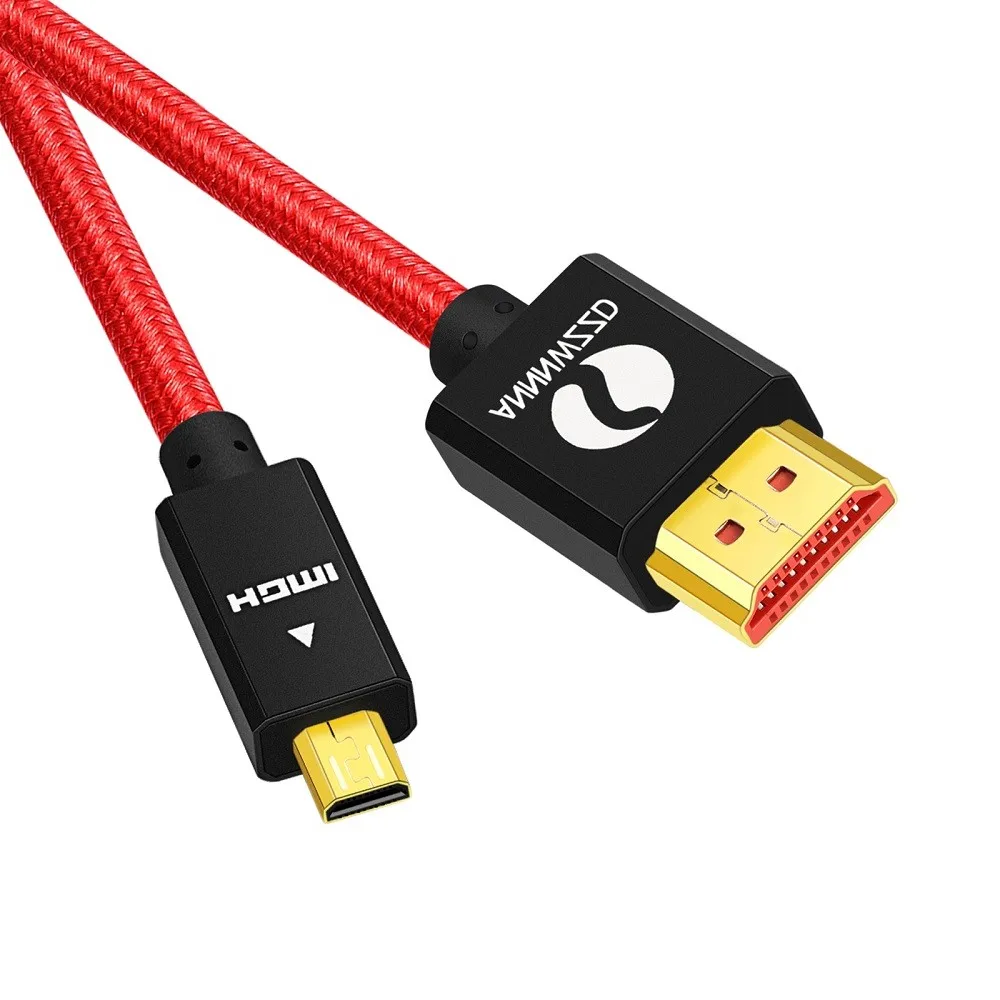 Micro HDMI-совместимый кабель 2 0 4k 1080P Высокоскоростной адаптер штекер-штекер для GoPro