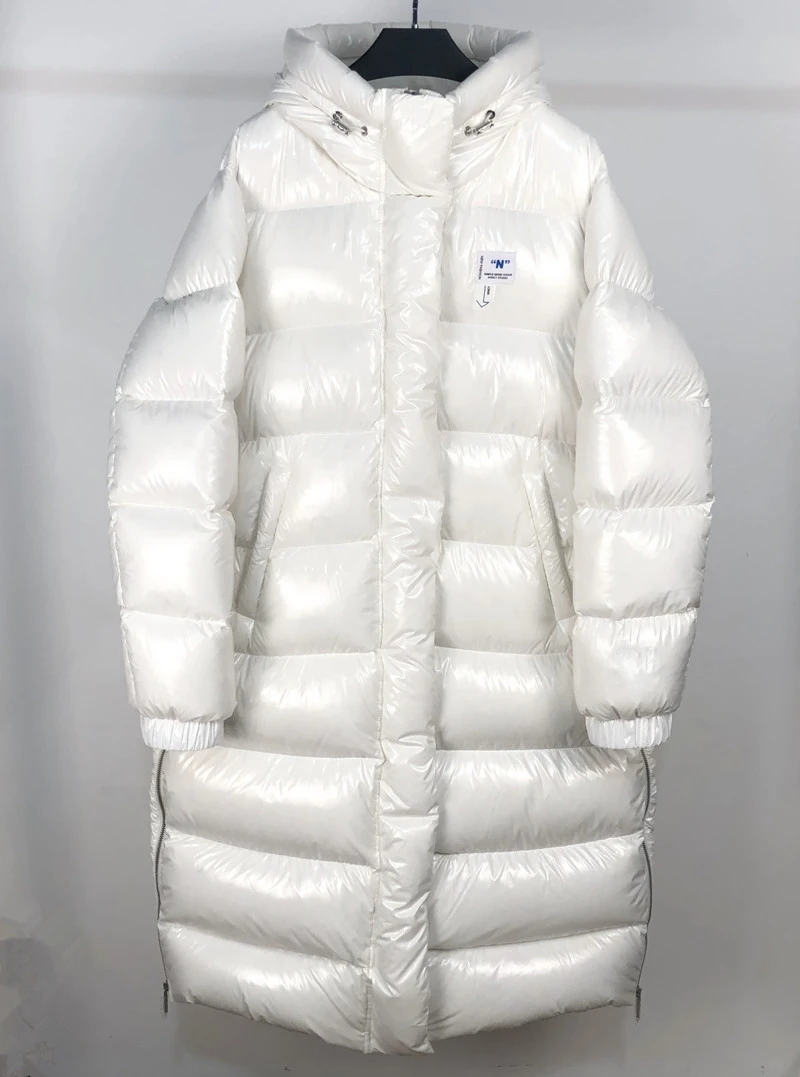 black parka Fashion Winter long thick warm fluffy down coat female Camouflage print hooded down parkas warm down jackets F2172 ladies long puffer coat