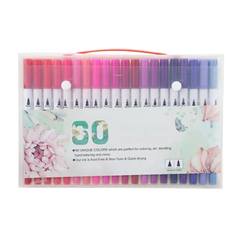 

24/48/60/100pcs Dual Tips Sketching Markers Colorful Brush Pens Set Soft Fine Writing Pens Drawing Watercolour Markers Art Tool