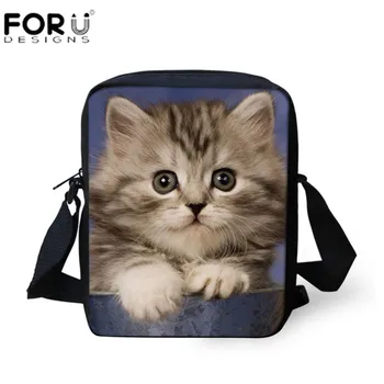 

FORUDESIGNS Cute Mini School Cross Body Shoulder Bags For Baby Girls Gift 3D Cat Print Child Schoolbags Kindergarten