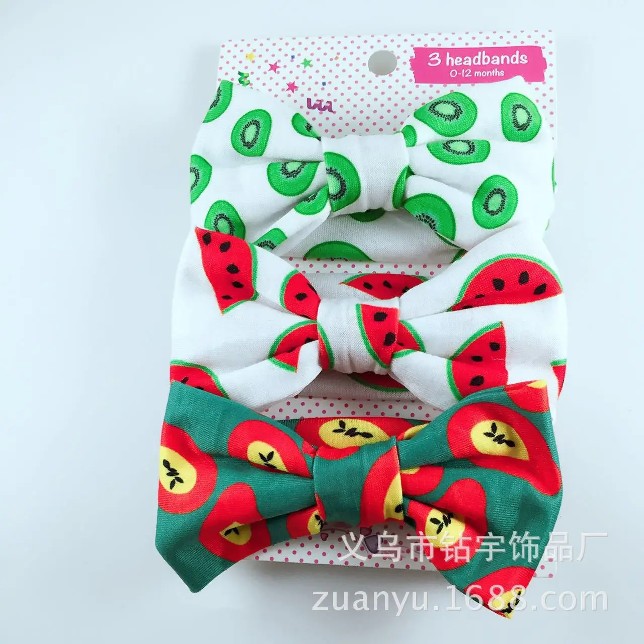 

2019 New Style Hair Accessories Plain Color Printed Headdress 3 PCs Set Bow Headband Elastic Ribbon