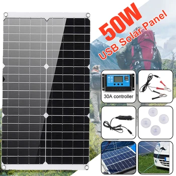 

50W Solar Panel 18V USB Output Solar Cells Solar Panel 30A Dual USB Regulator Controller Solar Cells for Home Car Yacht Boat
