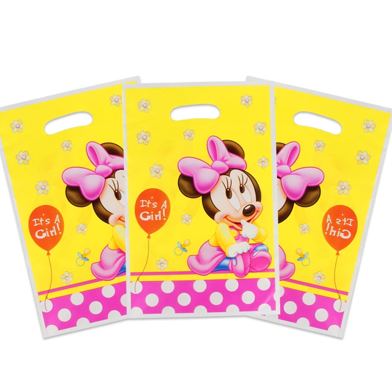 Minnie 10 шт./компл. Единорог звезда тема вечерние Подарочный пакет вечерние украшения Пластик конфетная сумка там мешок с подарками для малышей праздничные вечерние поставки - Цвет: Minnie
