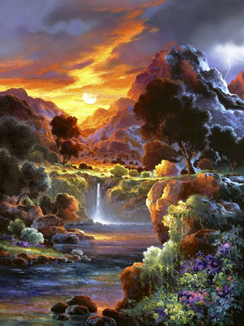 Diamond Painting Waterfall Scenery Full Square Diamond Embroidery Mosaic Picture Of Rhinestones Home Decor Gift