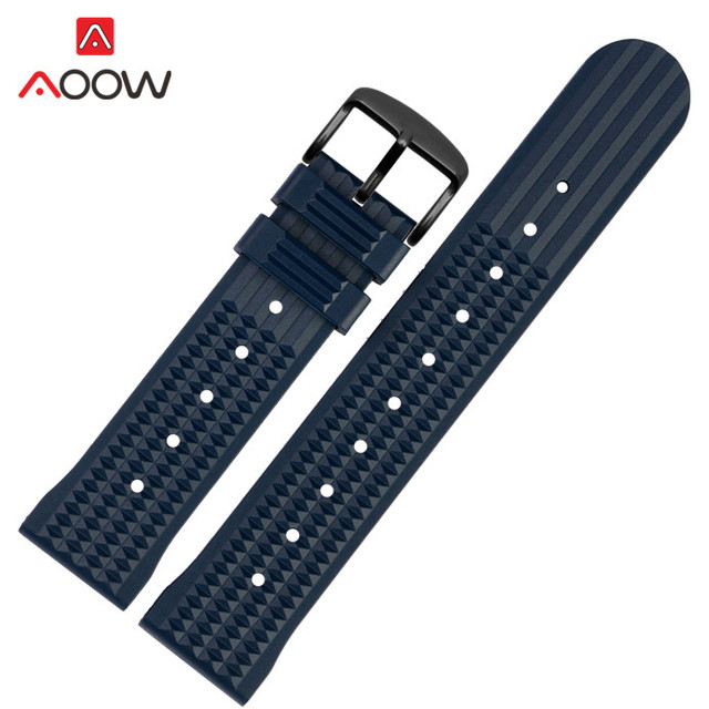 22mm Silicone Sport Strap Diving Waterproof Watchband Men Rubber Replacement Bracelet Watch Band for Seiko 007 Green Blue