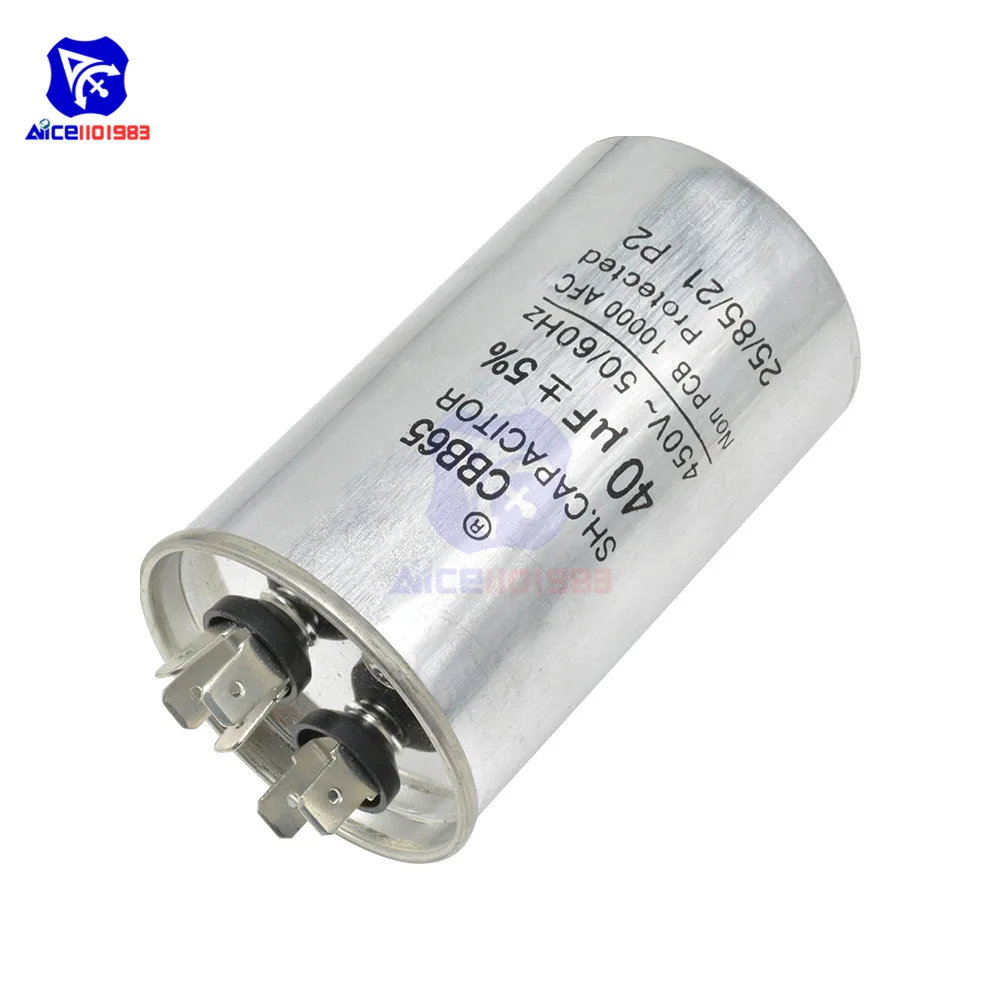 Diymore CBB65 может конденсатор с алюминиевой крышкой, 50/60Hz 450V 40μф ± 5% постоянной ёмкости, универсальный конденсатор кондиционера моторный накопитель переменного тока генератор стиральная машина