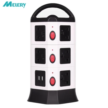 

Vertical Power Strip Tower Adapter Extension Outlets Surge Protector Outlets Plug Socket with USB Individual Switch Cord 6.5Ft