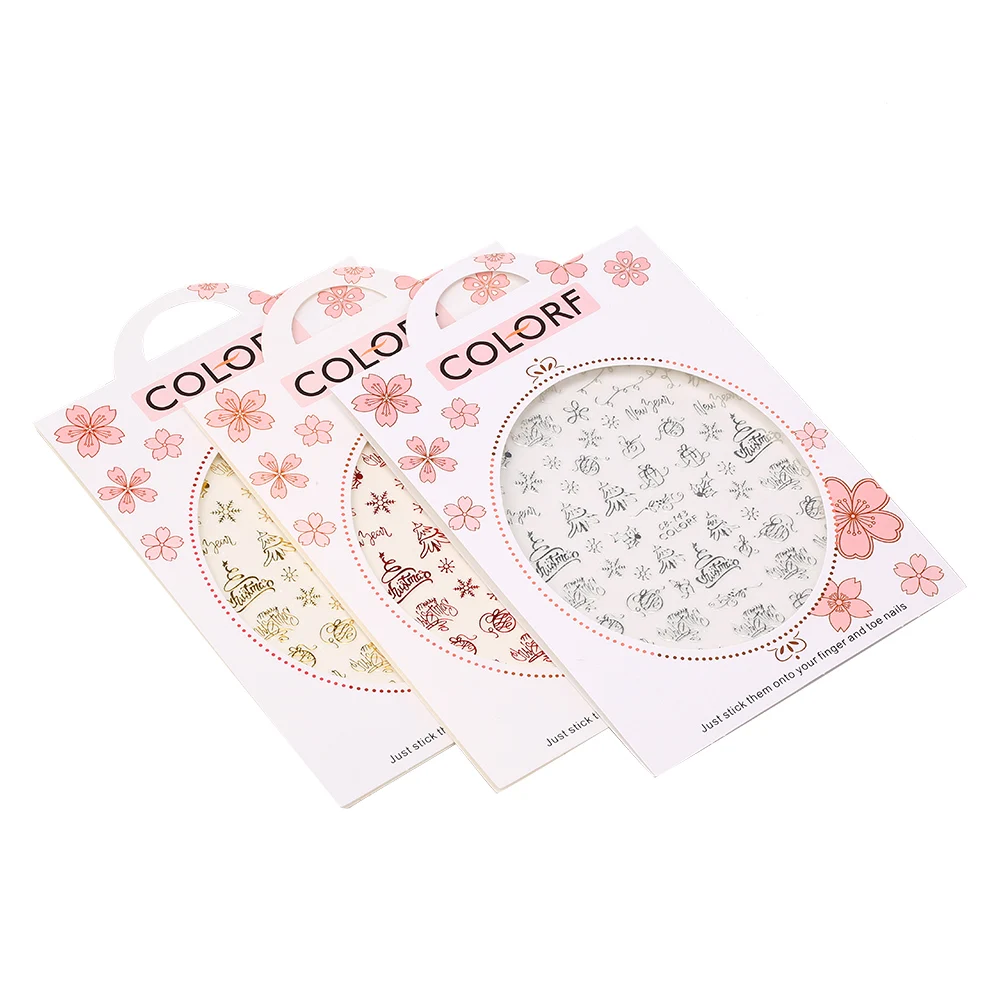 Xmas Snowflake Decals Nail Stickers Nail Art Decorations Adhesive 3D Charms Designs Manicure for Christmas Happy New Year
