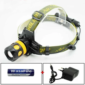 

2 in 1 Zoomable Headlight Q5 LED Head Lamp Torch Outddor Camping Hunting Frontal Flashlight with 18650 Battery & Charger
