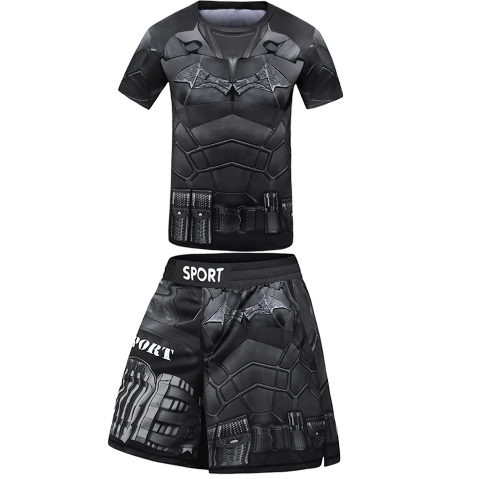 Kid Rashguard Jiu Jitsu T-shirt + Pant MMA Muay Thai Shorts 4pcs/set Boxe Bjj kickboxing Mma Clothing Children Fitness Sportwear sports apparel