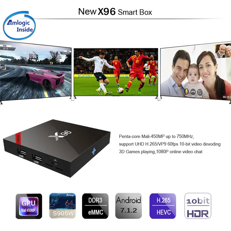 X96 TV BOX Android 7.1 OS Smart TV Box T95S2 2GB 16GB 1GB 8GB Amlogic S905W Quad Core 2.4GHz WiFi 4K Set top box PK X96 mini