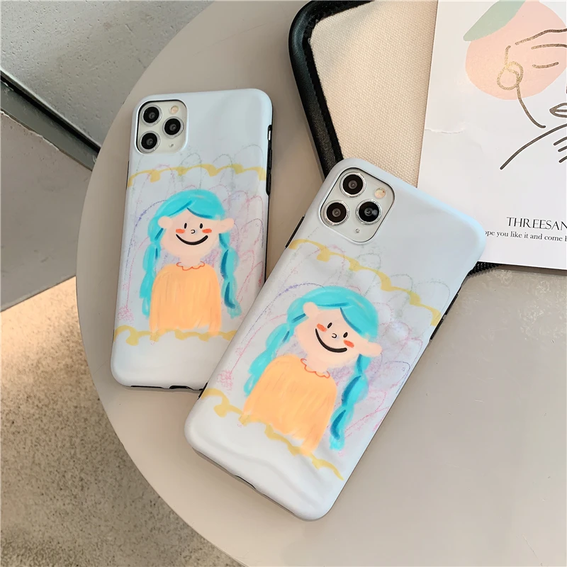 Милый простой чехол для телефона с рисунком девушки для Iphone 11 Pro Max X Xsmax Xr, мягкий силиконовый чехол для Iphone 7 8Plus