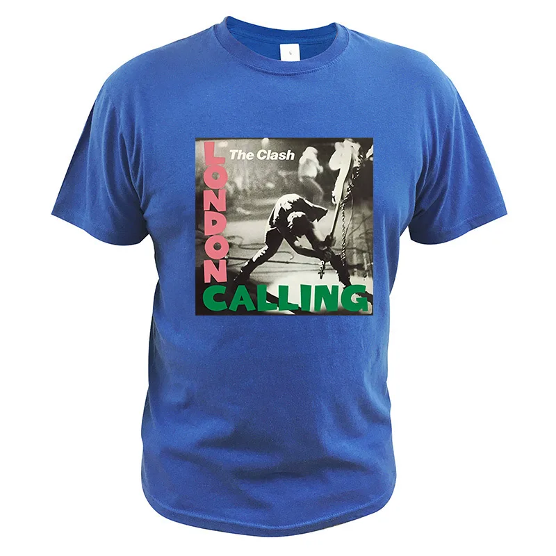Лондонский вызов футболка Clash Альбом Футболка английский рок группа лето Высокое качество Мягкий круглый вырез Топы - Цвет: Синий