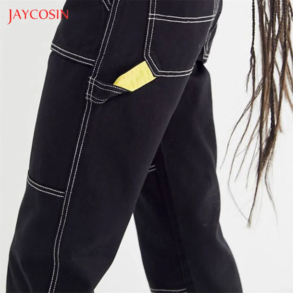 Jaycosin, модные женские джинсы с карманами, джинсовые женские штаны со средней талией, сексуальные прямые штаны для улицы