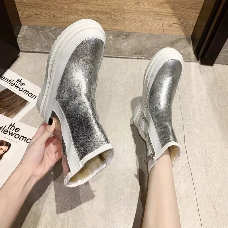 Snow Boots New 2020 Women's Shoes Winter Thick Sole Plaform Ankle boots Thicken Plush Warm Cotton Shoes