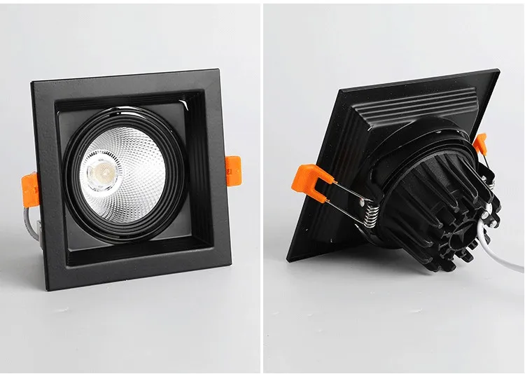 led双头斗胆灯单头三头嵌入式暗装格栅灯COB射灯黑色方形豆胆天花-淘宝网_10