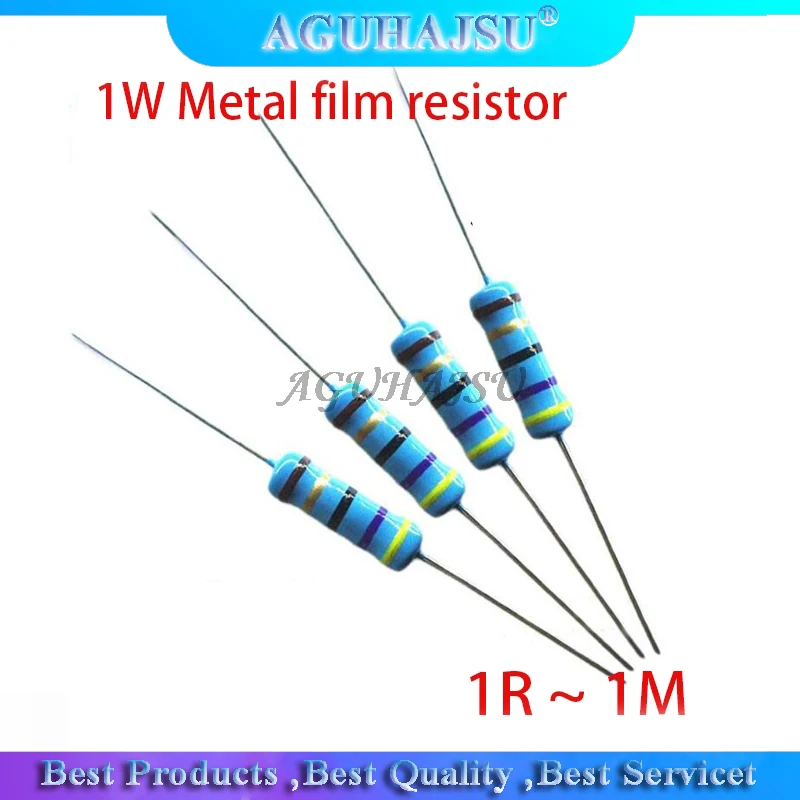 Metal Film Resistor Metal Film Resistors 50pcs 1W Metal film resistor 1% 1R ~ 1M 1 2 10 22 47 100 330 ohm 1K 4.7K 10K 22K 47K 100K 330K 470K 2R 10R 22R 47R 100R 330R