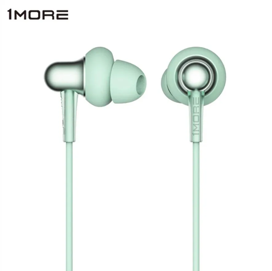 1 еще E1025 двойной dynamique pilote HiFi наушники intra-auriculaires avec micro ligne-controle du breit-isolation casqu - Цвет: green