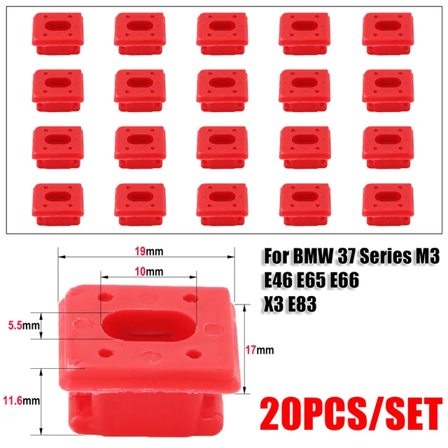 20pcs/set Car Fasten Clips Panel Fixing Buckles Red Insert Grommets For BMW  E46/E65/E66/E83N Dashboard Dash Trim Strip Clips - AliExpress