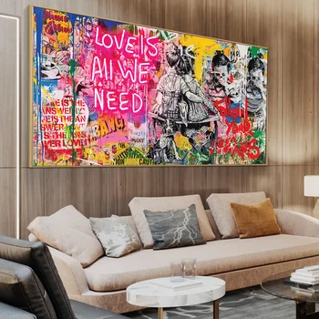 Love is All We Need Graffiti Painting Printed on Canvas 2