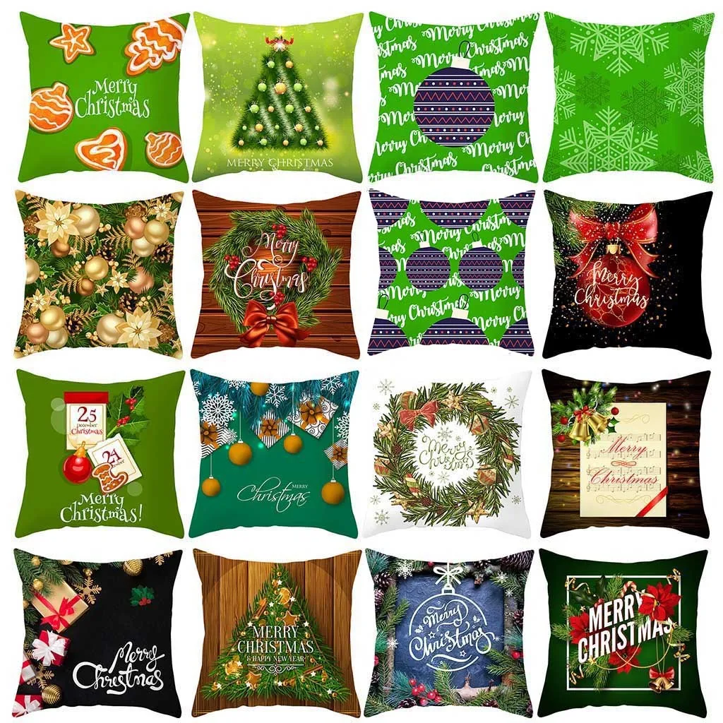 Christmas Case Throw Glitter Home Decoration Pillow Cushion Polyester Sofa Cover