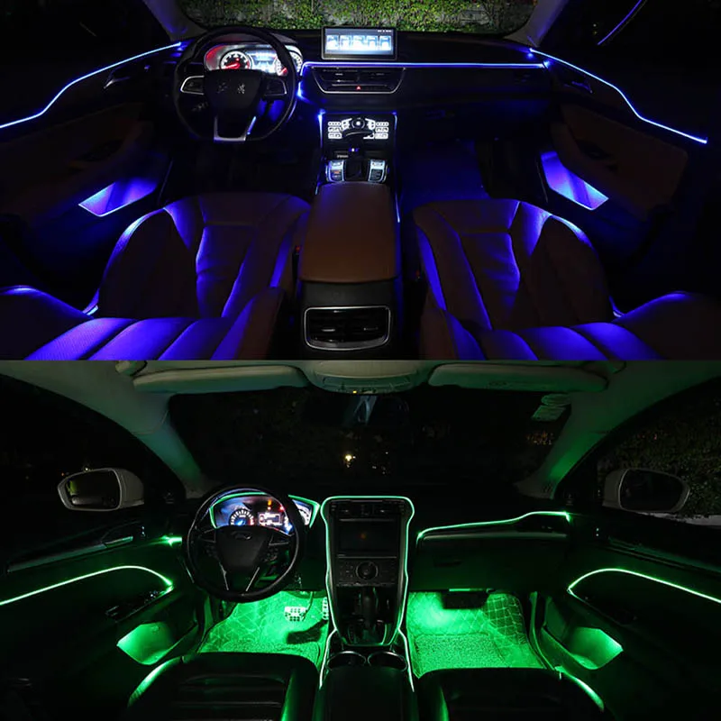 8M/5M Auto Innen Licht RGB EL Neon Draht Streifen Licht Umgebungs Licht APP  Control Dashboard Tür atmospher licht - AliExpress