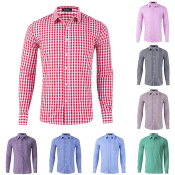 

Men's Dress Shirts Long Sleeve Plaid Button Down Comfortable Cotton Chemise Homme Casual Checkered Boy Shirts New Streetware