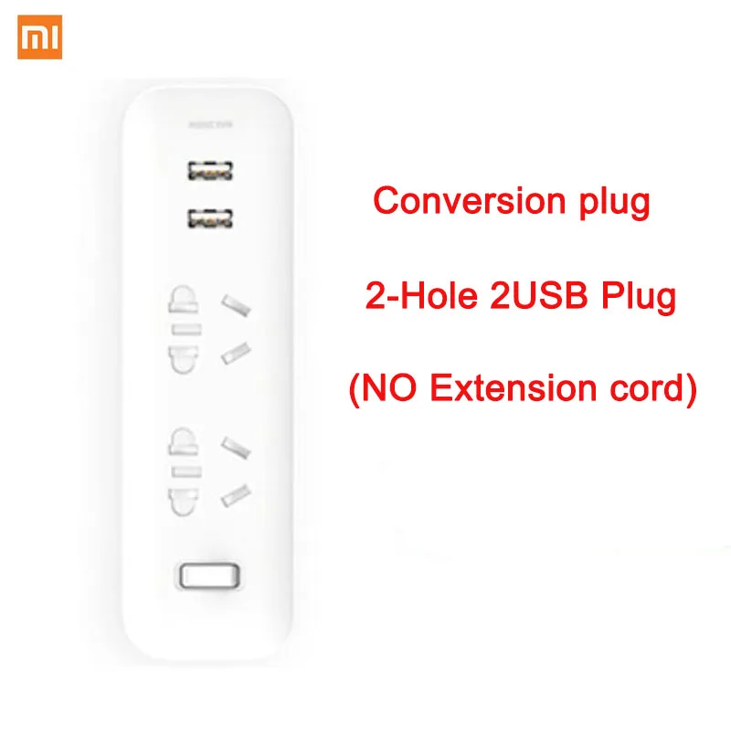 2-Hole 2USB Hot New Xiaomi WIFI Smart Socket Plug Household Extension Cable Power Board 3/5/6/8 Hole USB Fast Charging 2500W 10A 250V - Цвет: 2-Hole 2USB