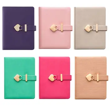 

B6 Notebook Notepad Heart Lock Leather Cover Journal Diary Planner Stationery Q6PA