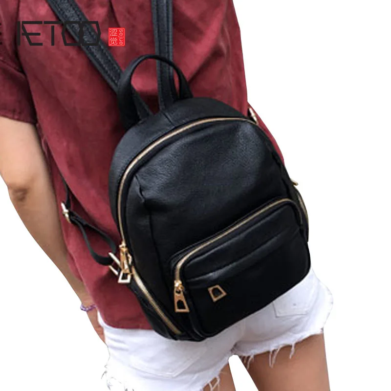 

BJYL New Korean version of the custom personality modeling hit the color of the small backpack multi-bag casual leather shoulde