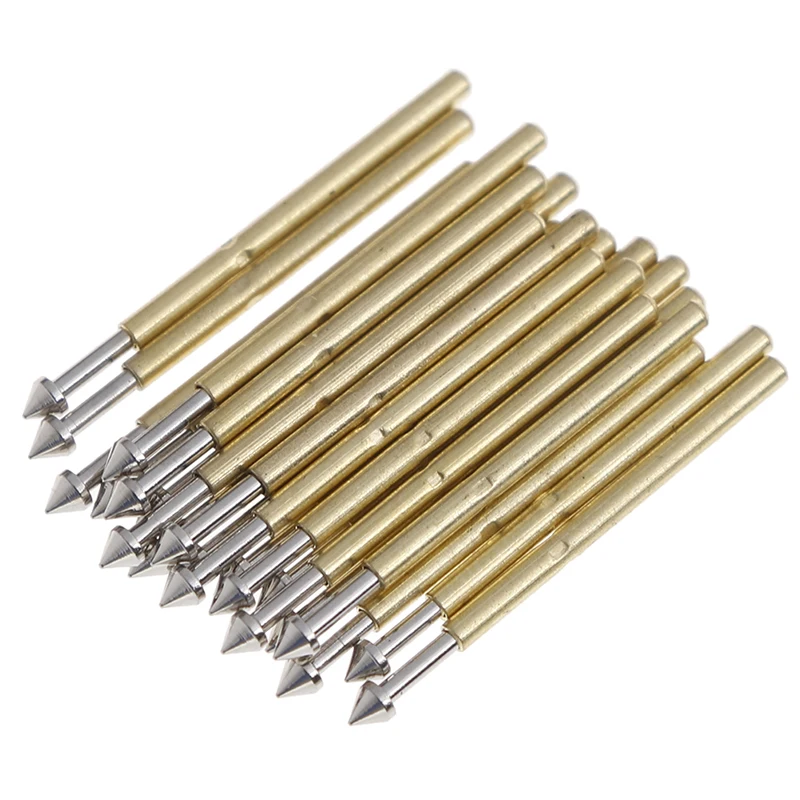 100pcs X P75-E2 / P75-E3  Spring Test Probe Pogo Pin 1.3mm Conical Head Gold Plated 1.0mm Thimble