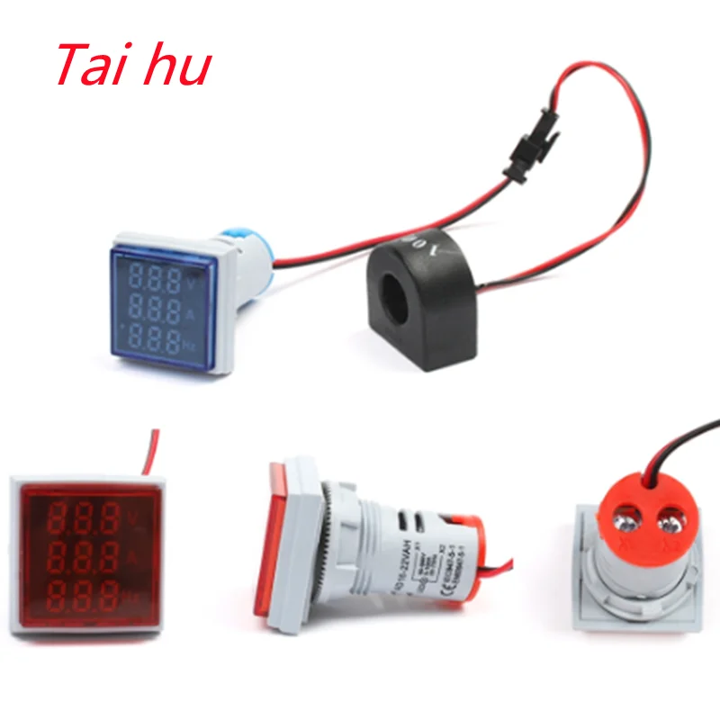 3in1 Voltmeter Ammeter Hz Indicator 22mm Digital AC 60-500V 0-100A 20-75Hz Current Frequency Meter Voltage Amp Led Lamp | Обустройство