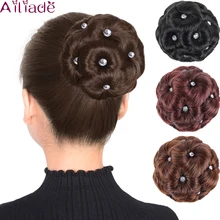 AILIADE, высокотемпературное волокно, синтетический белый кристалл, волосы булочки, зажим, Пончик, сумка для волос, шиньон, пучок для наращивания волос, шиньон