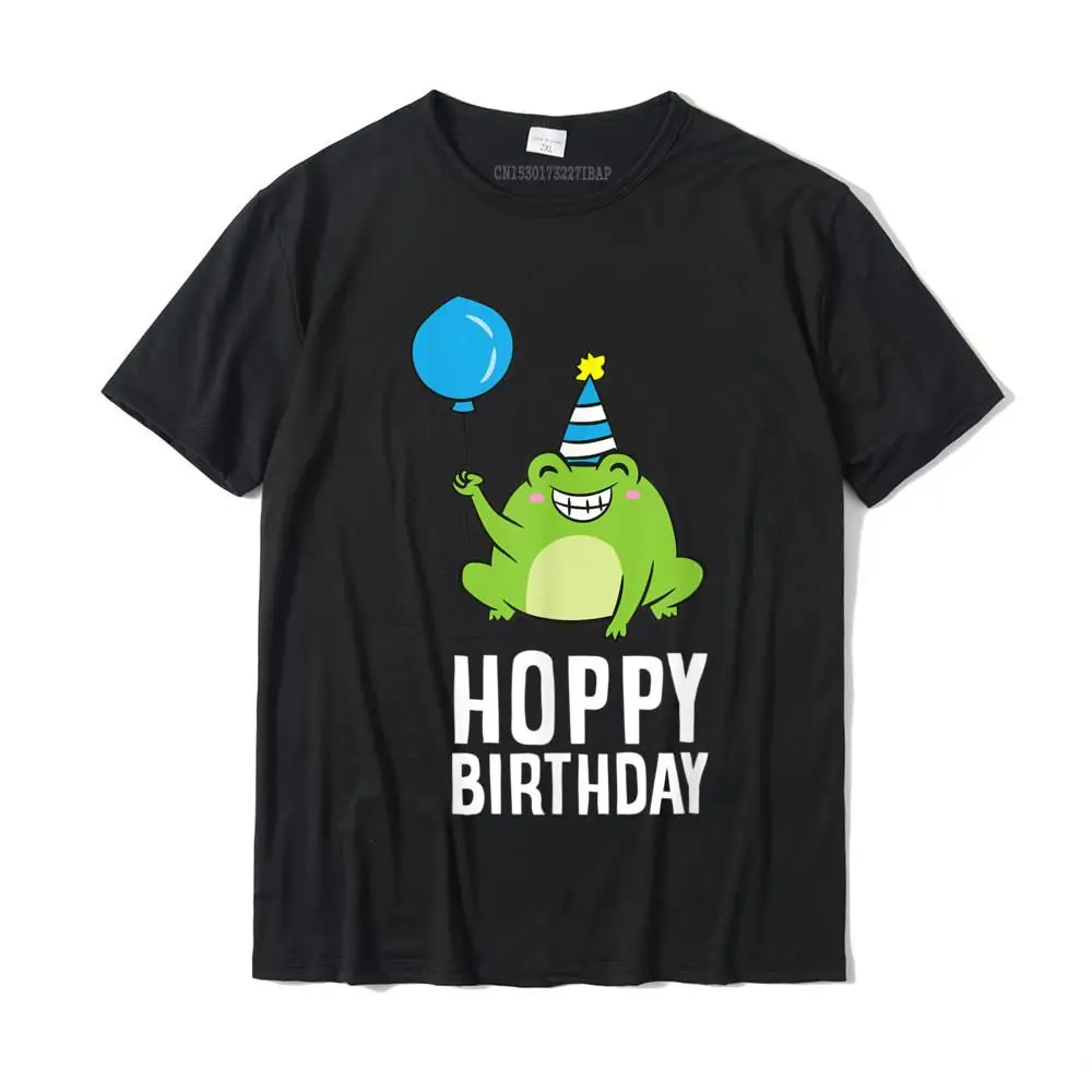 Family Tops T Shirt 2021 New Crewneck Casual Short Sleeve 100% Cotton Men's Top T-shirts Fashionable Top T-shirts Frog Birthday Present Happy Birthday Frogs T-Shirt__MZ22840 black