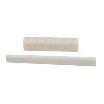 

Yibuy 2PCS White Bovine Bone Classical Guitar Strings Saddle Nut DJ35 DJ04