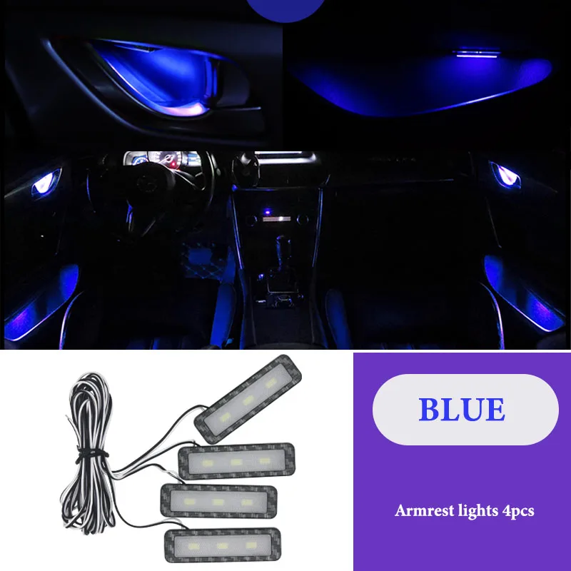 Blue Style C 4 шт. светодиодный окружающей среды Светильник Автомобиля внутренняя чаша светильник межкомнатных дверей подлокотник светильник s дверные ручки светильник s поручень светильник s декоративная лампа автомобильный светильник - Испускаемый цвет: Blue Style C