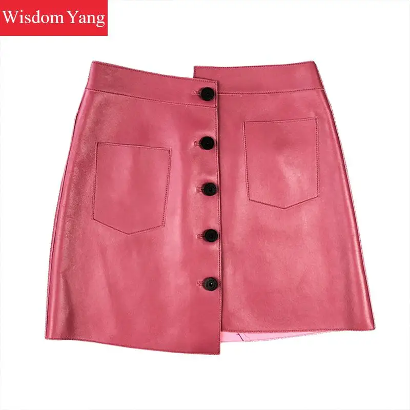 Schapenvacht Lederen Mini Korte Rokken Vrouwen Asymmetrische Bandage Hoge Taille Roze Zwart Sexy Party Sexy Wrap Rok Kleding Schapenvacht Lederen Mini Korte Rokken Vrouwen Asymmetrische Bandage Hoge Taille Roze Zwart Sexy Party Sexy Wrap Rok Kleding