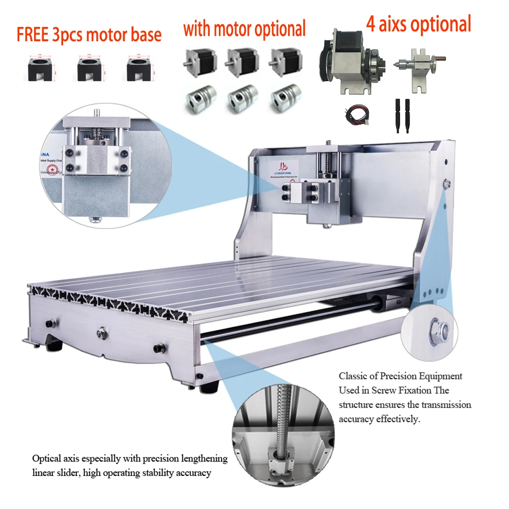 DIY CNC 3040 6040 рама Набор мини ЧПУ маршрутизатор токарный станок 4 оси роторная ось