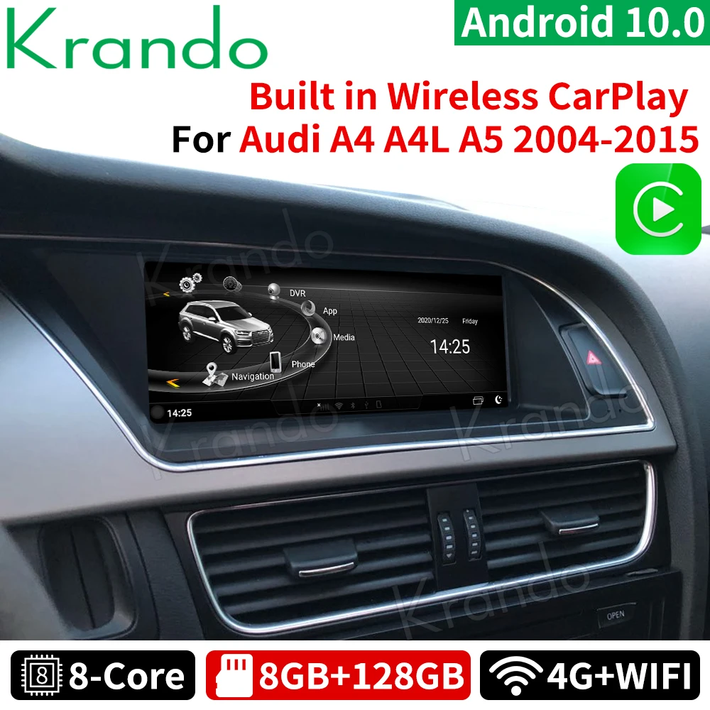 Krando Android 10 0 8G 128G Встроенная память 8 ''IPS автомобиль радио для Audi A4 A4L A5 2009-2016
